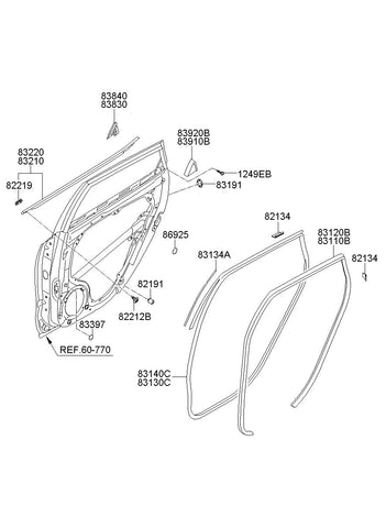 W/STRIP ASSY-RR DR BELT O/S LH <br>83210-2L200, <br>832102L200, <br>83210 2L200 <br>(Original, New)