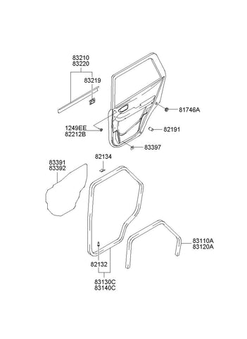 W/STRIP ASSY-RR DR OPNG,RH <br>83120-26000YD, <br>8312026000YD, <br>83120 26000YD <br>(Original, New)