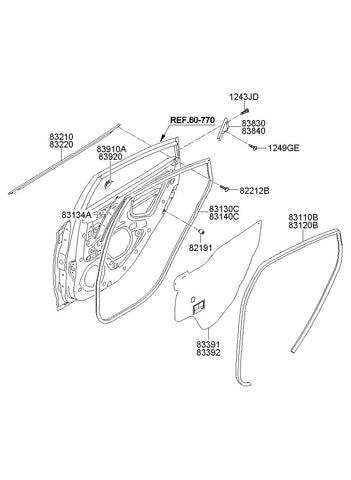 W/STRIP ASSY-RR DR SIDE LH <br>83130-1R000, <br>831301R000, <br>83130 1R000 <br>(Original, New)