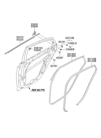 W/STRIP-RR DR BODY SIDE RH <br>83120-3S000RY, <br>831203S000RY, <br>83120 3S000RY <br>(Original, New)