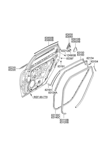 W/STRIP ASSY-RR DR BELT O/S LH <br>83210-3L000, <br>832103L000, <br>83210 3L000 <br>(Original, New)