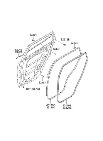 W/STRIP ASSY-RR DR SIDE RH <br>83140-2B000, <br>831402B000, <br>83140 2B000 <br>(Original, New)