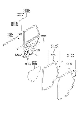 W/STRIP-RR DR BODY SIDE LH <br>83110-H1000LK, <br>83110H1000LK, <br>83110 H1000LK <br>(Original, New)