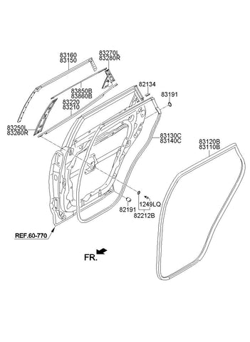 W/STRIP ASSY-RR DR SIDE RH <br>83140-B8000, <br>83140B8000, <br>83140 B8000 <br>(Original, New)