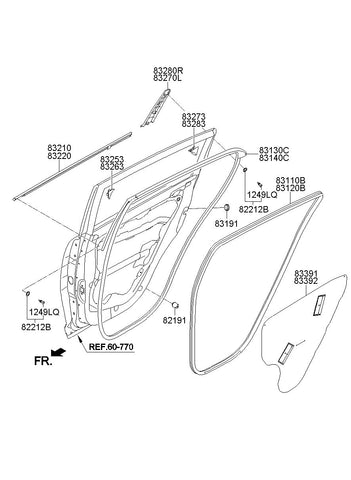 W/STRIP-RR DR BODY SIDE LH <br>83110-3W000, <br>831103W000, <br>83110 3W000 <br>(Original, New)