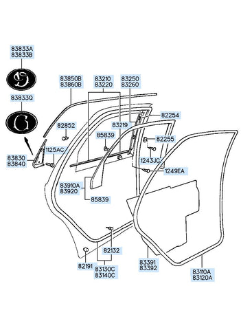 GARNISH ASSY-RR DR FRAME RH <br>83260-37000, <br>8326037000, <br>83260 37000 <br>(Original, New)