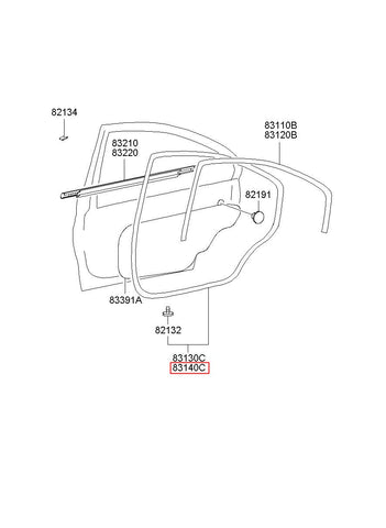W/STRIP ASSY-RR DR SIDE RH 83140-25000 (Original, New)