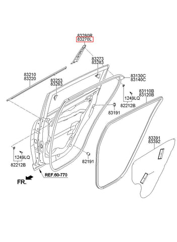 GARNISH ASSY-RR DR RR FRAME LH 83270-3W000 (Original, New)