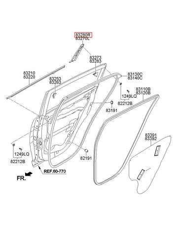 GARNISH ASSY-RR DR RR FRAME RH 83280-3W000 (Original, New)