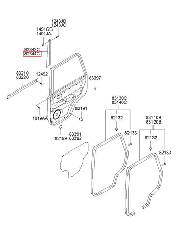 GARNISH ASSY-RR DR TRIM UPR RH 83560-H1000 (Original, New)