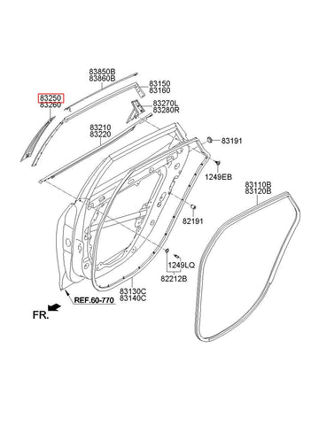 GARNISH ASSY-RR DR FRAME LH 83250-3V000GU (Original, New)