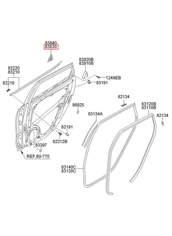 MOULDING ASSY-RR DR DELTA LH 83830-2L200 (Original, New)