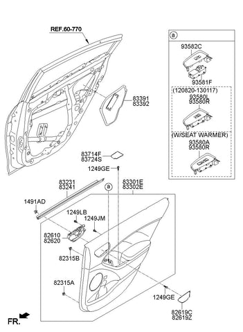 BEZEL-POWER WINDOW SUB LH <br>93582-A7010K3S, <br>93582A7010K3S, <br>93582 A7010K3S <br>(Original, New)