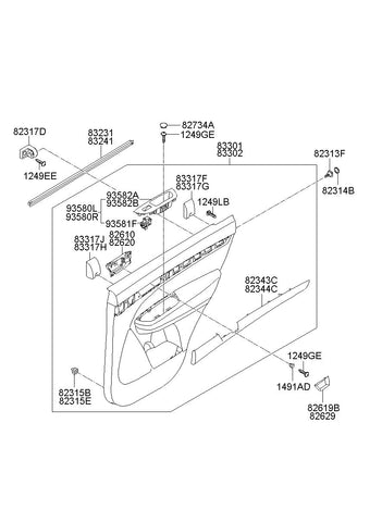 GARNISH ASSY-RR DR TRIM UPR LH <br>83332-2P020XBW, <br>833322P020XBW, <br>83332 2P020XBW <br>(Original, New)