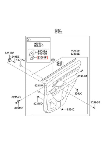 UNIT ASSY-POWER WINDOW SUB RH 93581-2B500 (Original, New)