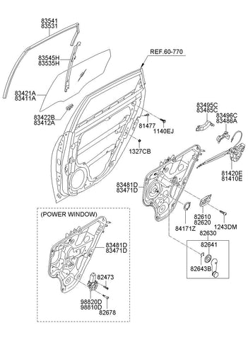 RUN ASSY-RR DR WDO GLASS LH <br>83530-2H000, <br>835302H000, <br>83530 2H000 <br>(Original, New)