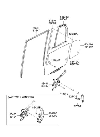 CHANNEL ASSY-REAR DOOR DIVISION,RH <br>83520-1C000, <br>835201C000, <br>83520 1C000 <br>(Original, New)