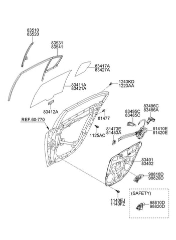 MOTOR ASSY-REAR DR PWR REG,LH <br>83450-3M000, <br>834503M000, <br>83450 3M000 <br>(Original, New)