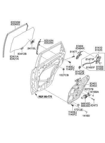 LATCH ASSY-REAR DOORRH <br>81420-2P000, <br>814202P000, <br>81420 2P000 <br>(Original, New)