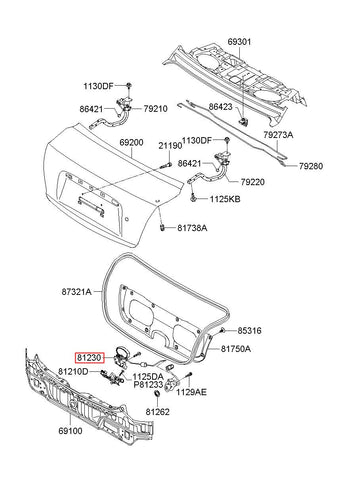 LATCH ASSY-TRUNK LID 81230-2T001 (Original, New)