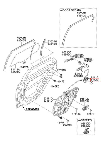 LATCH ASSY-RR DR RH 81420-3Z000 (Original, New)