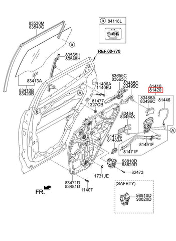 LATCH ASSY-RR DR RH 81420-2W000 (Original, New)