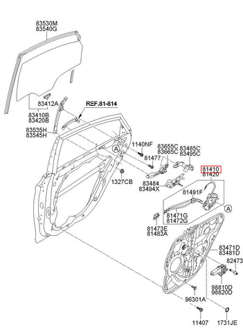 LATCH ASSY-RR DR LH 81410-3S000 (Original, New)