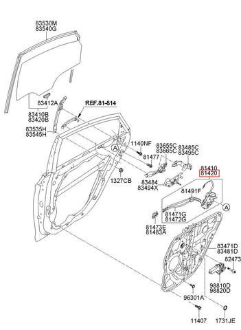 LATCH ASSY-RR DR RH 81420-3S000 (Original, New)