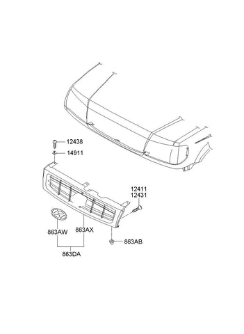 GRILLE ASSY-RADIATOR <br>86200-M1100, <br>86200M1100, <br>86200 M1100 <br>(Original, New)