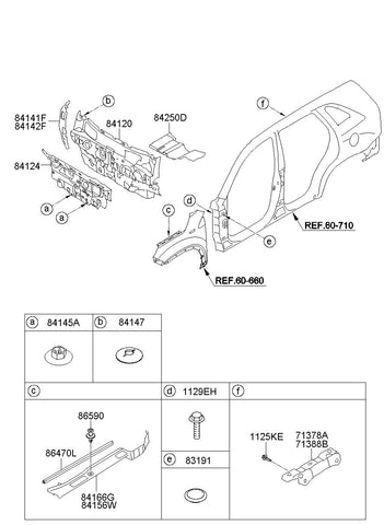 INSULATOR-FENDER LH <br>84141-2P010, <br>841412P010, <br>84141 2P010 <br>(Original, New)