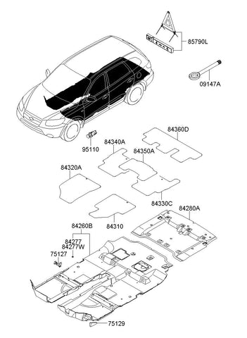 MAT-REAR FLOOR,LH <br>84330-2B100HZ, <br>843302B100HZ, <br>84330 2B100HZ <br>(Original, New)