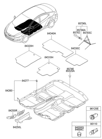 CAR MAT ASSY-FRONT,LH <br>84310-3X000RY, <br>843103X000RY, <br>84310 3X000RY <br>(Original, New)