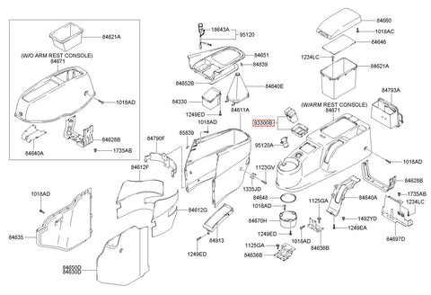 COMPLETE-CONSOLE FLOOR SWITCH 93300-D30304X (Original, New)