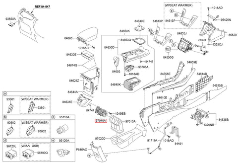 AIR VENTILATOR ASSY-CONSOLE 97040-3Z000 (Original, New)