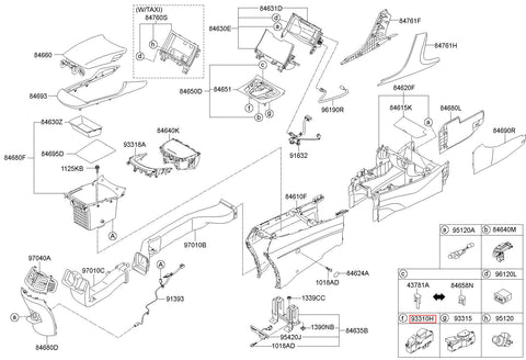 SWITCH ASSY-INDICATOR COVER,LH 93312-3V5154X (Original, New)