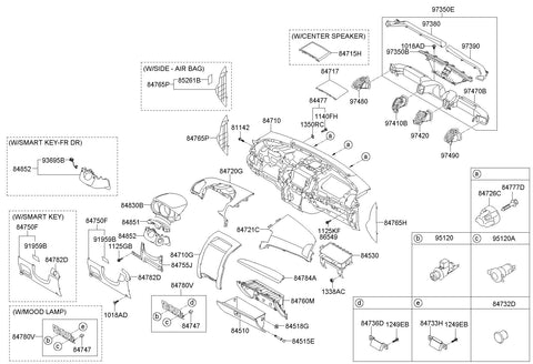 GARNISH ASSY-CRASH PAD CTR <br>84782-2P100BB8, <br>847822P100BB8, <br>84782 2P100BB8 <br>(Original, New)