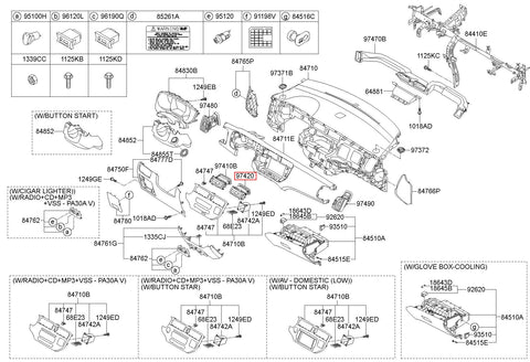 DUCT ASSY-CTR AIR VENT RH 97420-1W000WK (Original, New)