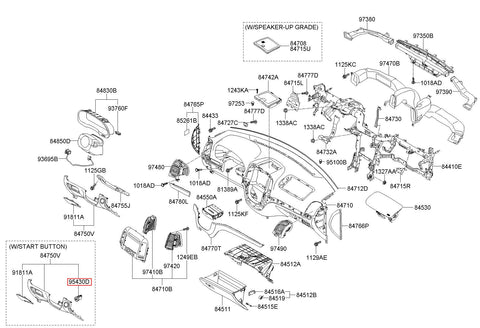 SW ASSY-BUTTON START 95430-2B500CA (Original, New)