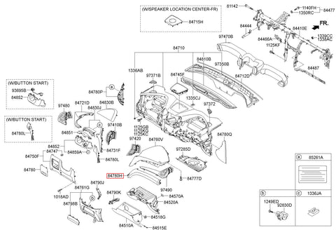 GARNISH ASSY-C/PAD CTR,RH 84795-2W000RYN (Original, New)