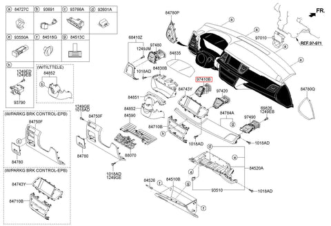 DUCT ASSY-CTR AIR VENT LH 97410-B10004X (Original, New)