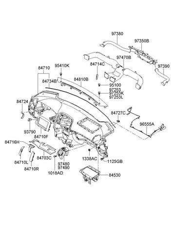 DUCT ASSY-SIDE AIR VENT,RH <br>97490-3K000QZ, <br>974903K000QZ, <br>97490 3K000QZ <br>(Original, New)