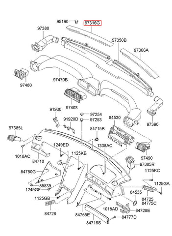 COVER-DEFROSTER NOZZLE LH 97316-39001ZK (Original, New)