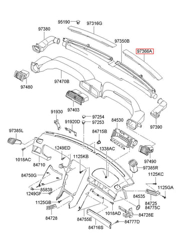 COVER-DEFROSTER NOZZLE RH 97315-39001ZK (Original, New)