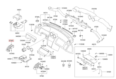 DUCT ASSY-SIDE AIR VENT LH 97480-2C000LK (Original, New)