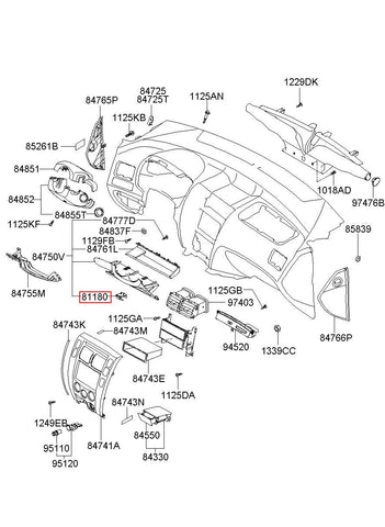 HANDLE ASSY-HOOD LATCH RELEASE 81180-2E000WK (Original, New)