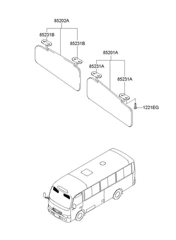 SUNVISOR ASSYLH <br>85210-5A203IA, <br>852105A203IA, <br>85210 5A203IA <br>(Original, New)