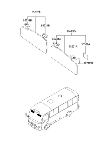 SUNVISOR ASSYLH <br>85210-58200IA, <br>8521058200IA, <br>85210 58200IA <br>(Original, New)