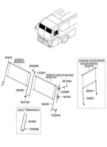 GUIDE-SUNVISORRH <br>85232-8D000, <br>852328D000, <br>85232 8D000 <br>(Original, New)