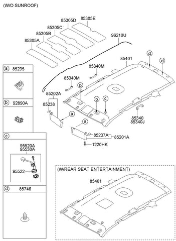 SUNVISOR ASSYRH <br>85220-2P010H9, <br>852202P010H9, <br>85220 2P010H9 <br>(Original, New)