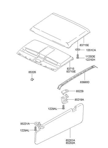 SUNVISOR ASSYLH <br>85210-5H250IA, <br>852105H250IA, <br>85210 5H250IA <br>(Original, New)